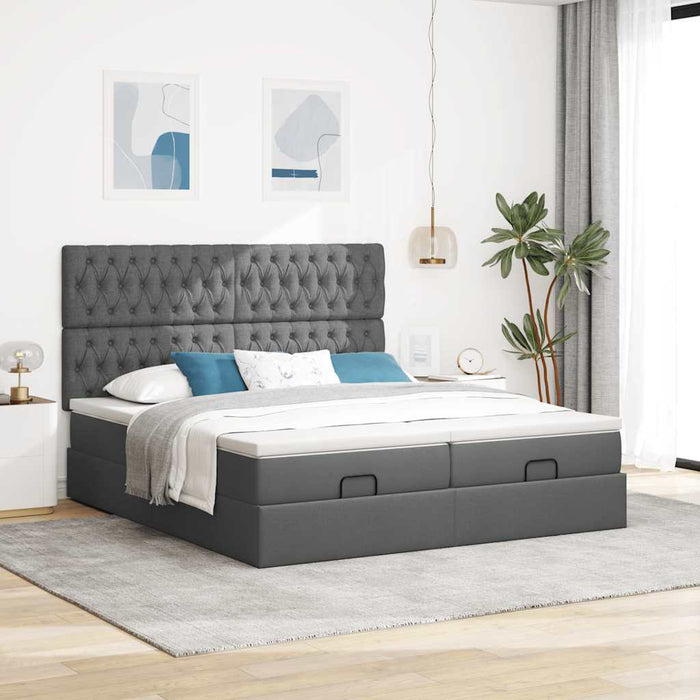 Cadru de pat otoman cu saltele Gri închis 180x200cm țesătură - WALTI WALTI