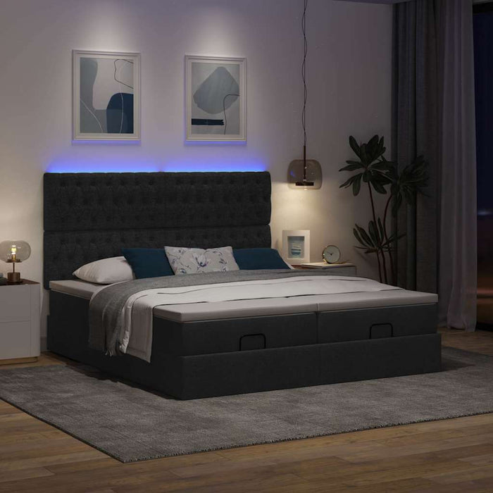 Cadru de pat otoman cu saltele, material negru 180x200cm - WALTI WALTI