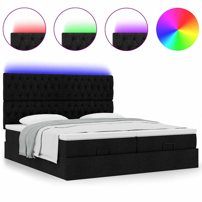 Cadru de pat otoman cu saltele, material negru 180x200cm - WALTI WALTI