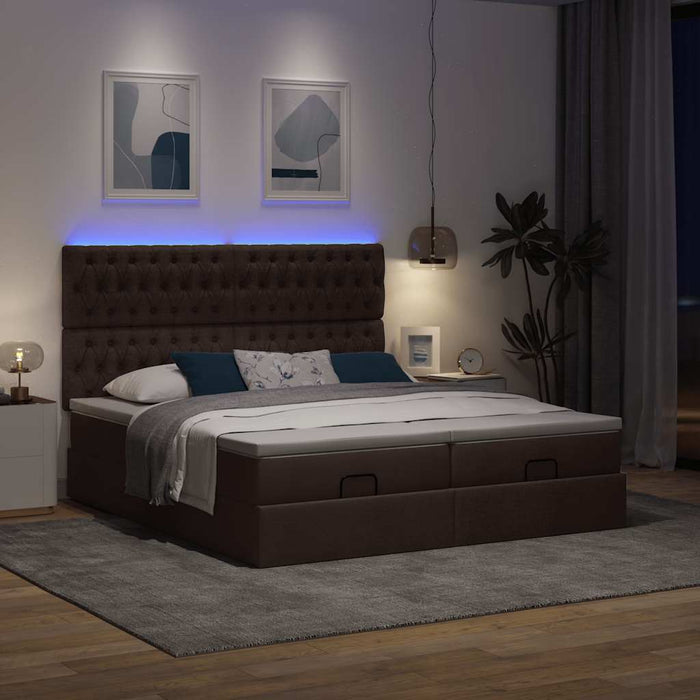 Cadru de pat otoman cu saltele țesătură maro închis 180x200cm - WALTI WALTI