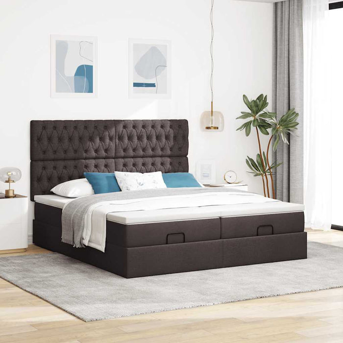 Cadru de pat otoman cu saltele țesătură maro închis 180x200cm - WALTI WALTI