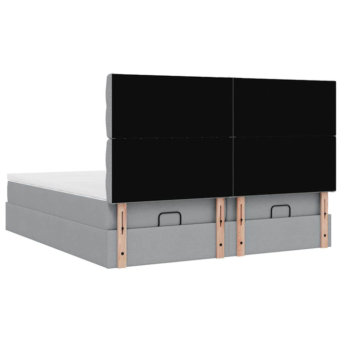 Cadru de pat otoman cu saltele țesătură gri deschis 200x200cm - WALTI WALTI
