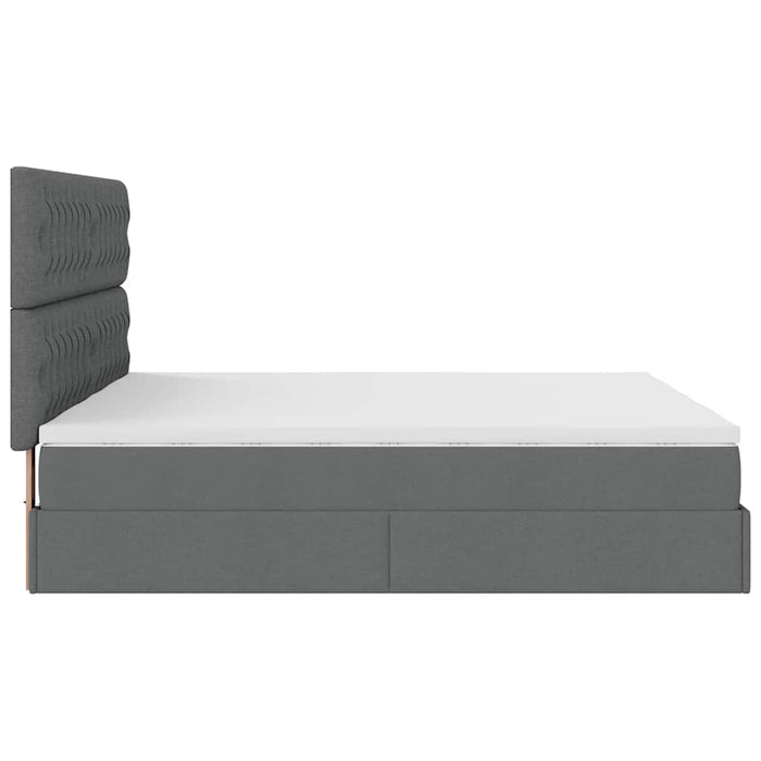 Cadru de pat otoman cu saltele țesătură gri închis 200x200cm - WALTI WALTI