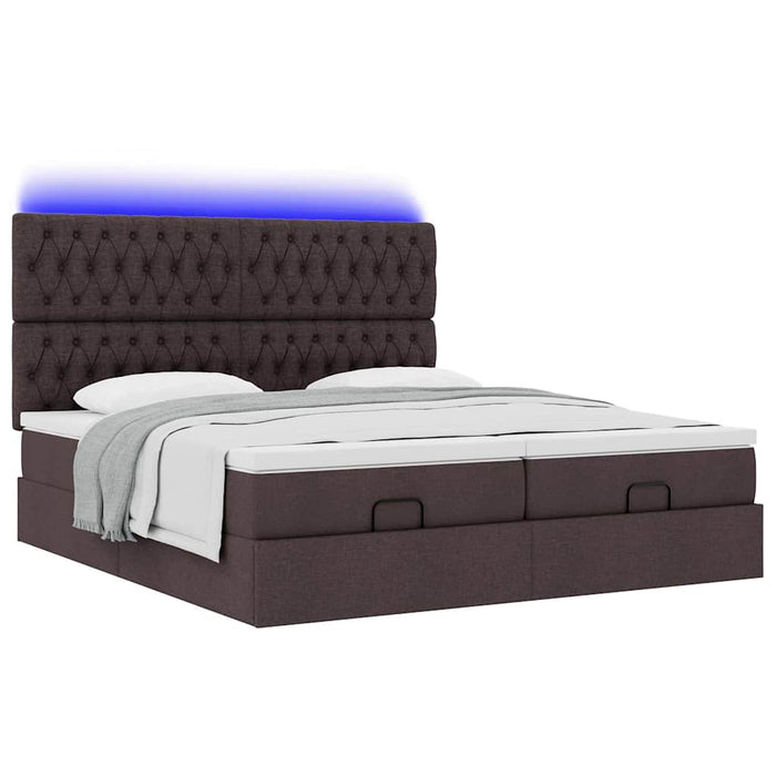 Cadru de pat otoman cu saltele țesătură maro închis 200x200cm WALTI