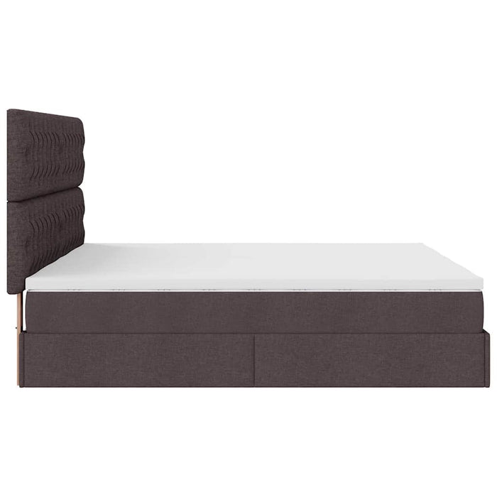 Cadru de pat otoman cu saltele țesătură maro închis 200x200cm WALTI