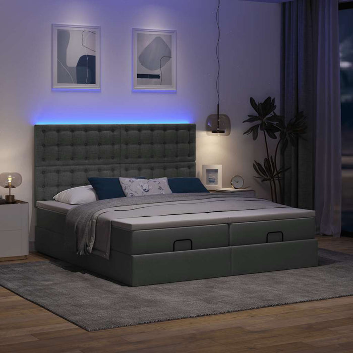 Cadru de pat otoman cu saltele țesătură gri închis 160x200cm - WALTI WALTI