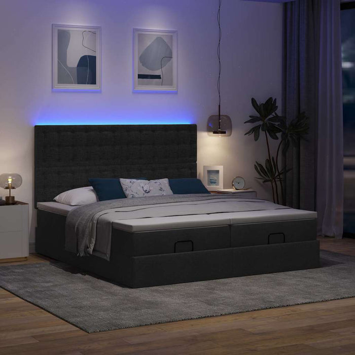 Cadru de pat otoman cu saltele, material negru 160x200cm - WALTI WALTI