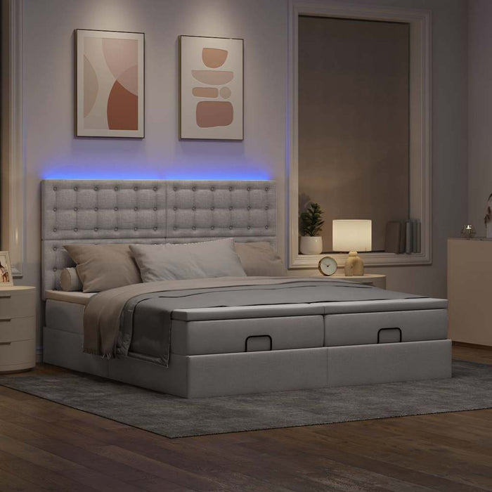 Cadru de pat otoman cu saltele Taupe 160x200cm Material - WALTI WALTI