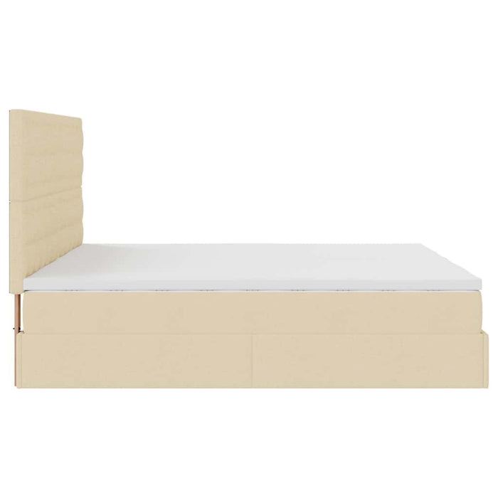 Cadru de pat otoman cu saltele crem 160x200cm stofa WALTI