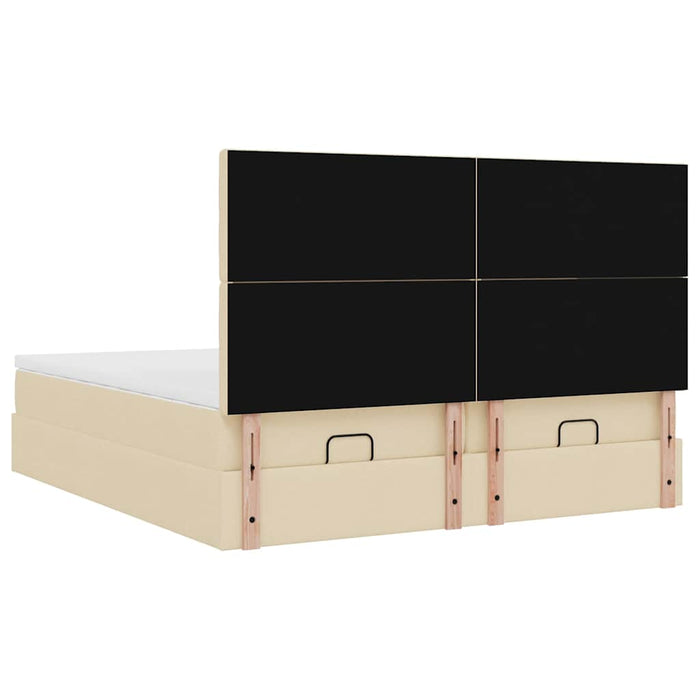 Cadru de pat otoman cu saltele crem 160x200cm stofa WALTI