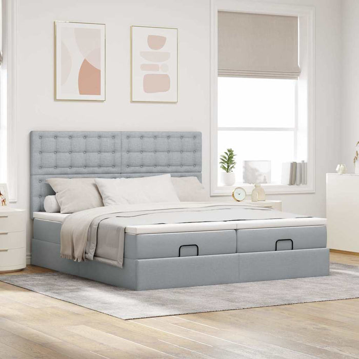 Cadru de pat otoman cu saltele Gri deschis 180x200cm Material - WALTI WALTI