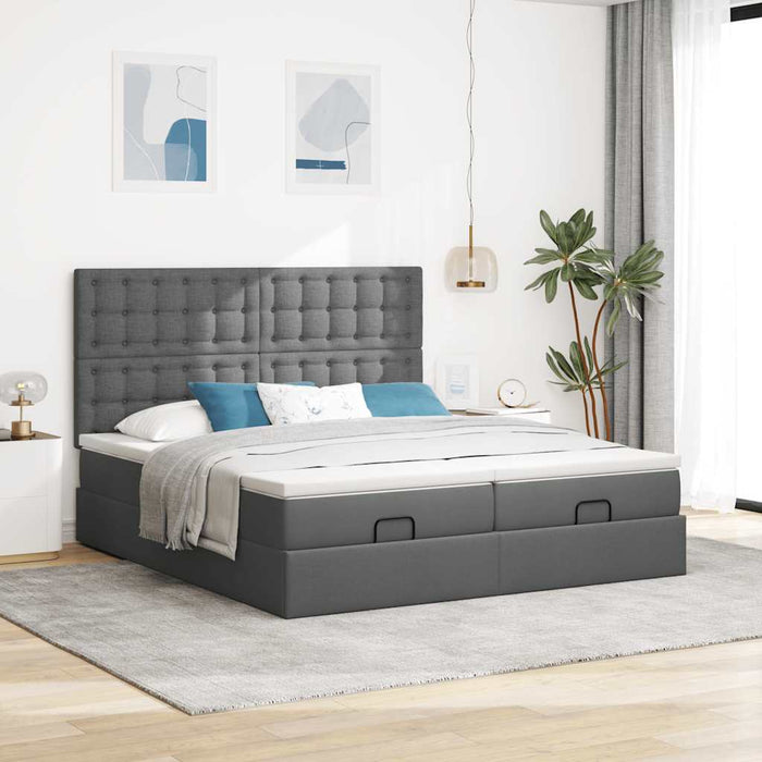 Cadru de pat otoman cu saltele Gri închis 180x200cm țesătură - WALTI WALTI