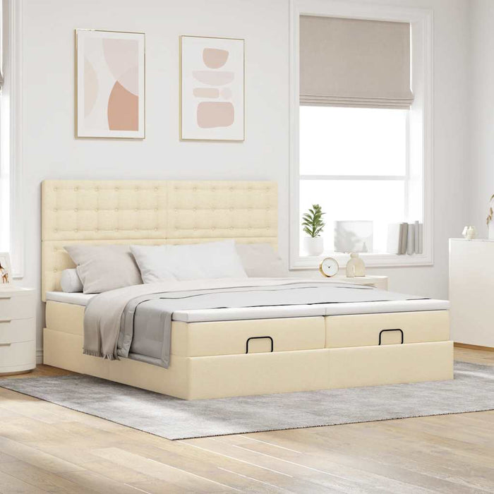 Cadru de pat otoman cu saltele crem 180x200cm stofa - WALTI WALTI