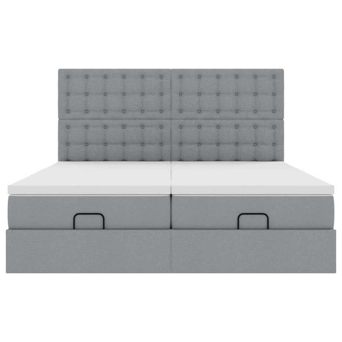 Cadru de pat otoman cu saltele țesătură gri deschis 200x200cm - WALTI WALTI