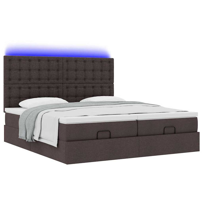 Cadru de pat otoman cu saltele țesătură maro închis 200x200cm WALTI