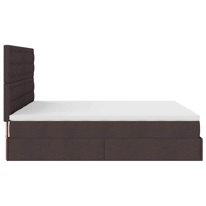Cadru de pat otoman cu saltele țesătură maro închis 200x200cm WALTI