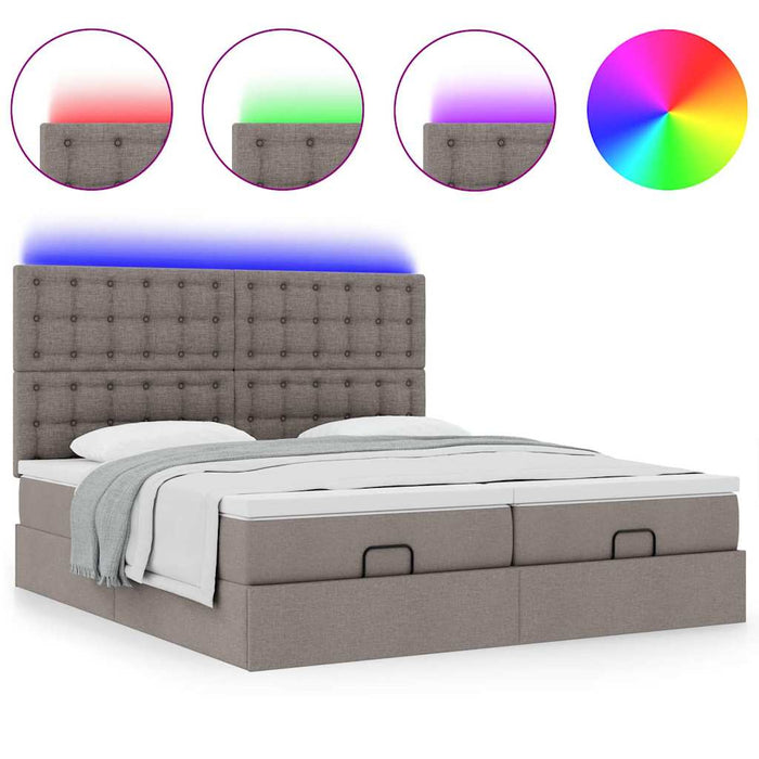 Cadru de pat otoman cu saltele Taupe 200x200cm țesătură WALTI