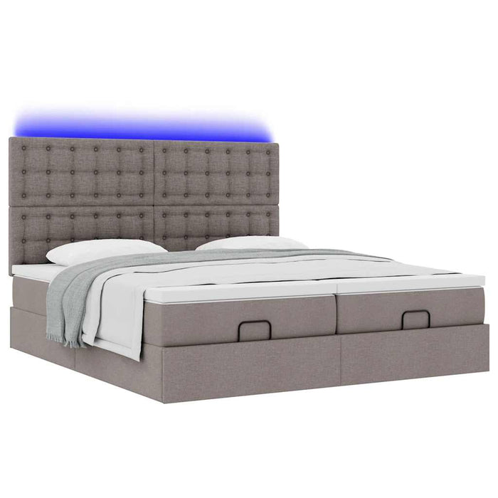 Cadru de pat otoman cu saltele Taupe 200x200cm țesătură WALTI