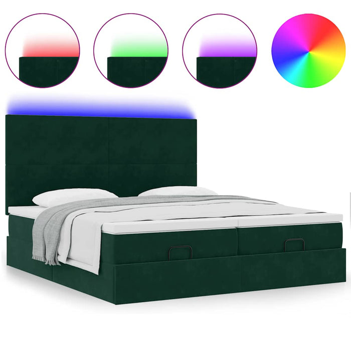 Cadru de pat otoman cu saltele Verde închis 160x200cm catifea - WALTI WALTI