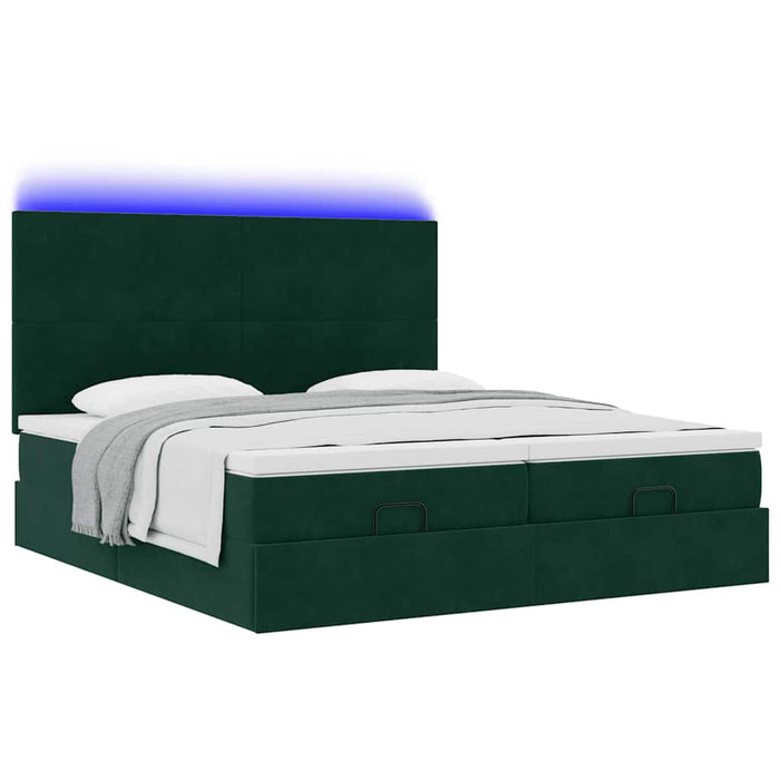 Cadru de pat otoman cu saltele Verde închis 160x200cm catifea - WALTI WALTI