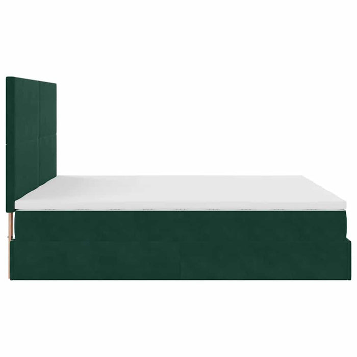 Cadru de pat otoman cu saltele Verde închis 160x200cm catifea - WALTI WALTI