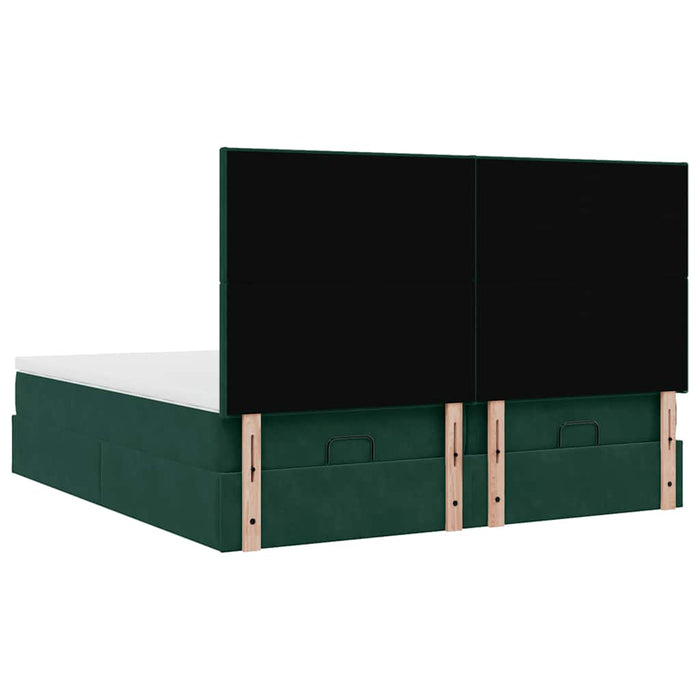 Cadru de pat otoman cu saltele Verde închis 160x200cm catifea - WALTI WALTI