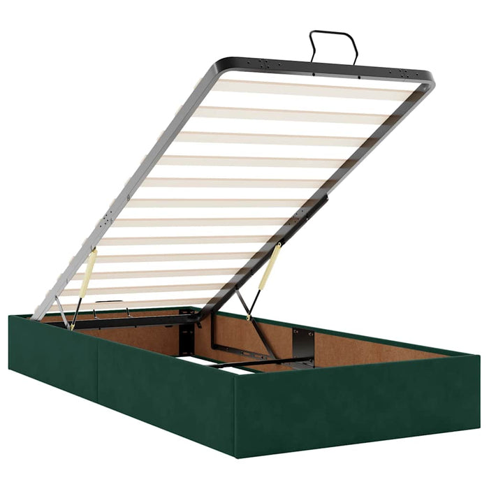Cadru de pat otoman cu saltele Verde închis 160x200cm catifea - WALTI WALTI