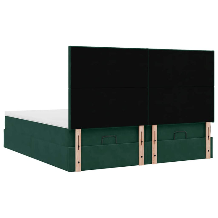 Cadru de pat otoman cu saltele, catifea verde închis 180x200cm - WALTI WALTI