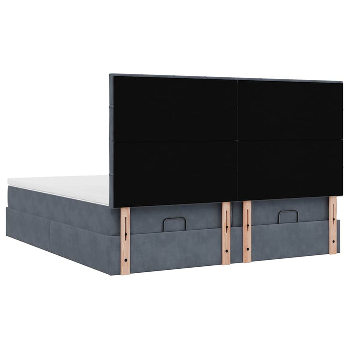 Cadru de pat otoman cu saltele Gri închis 160x200cm catifea - WALTI WALTI
