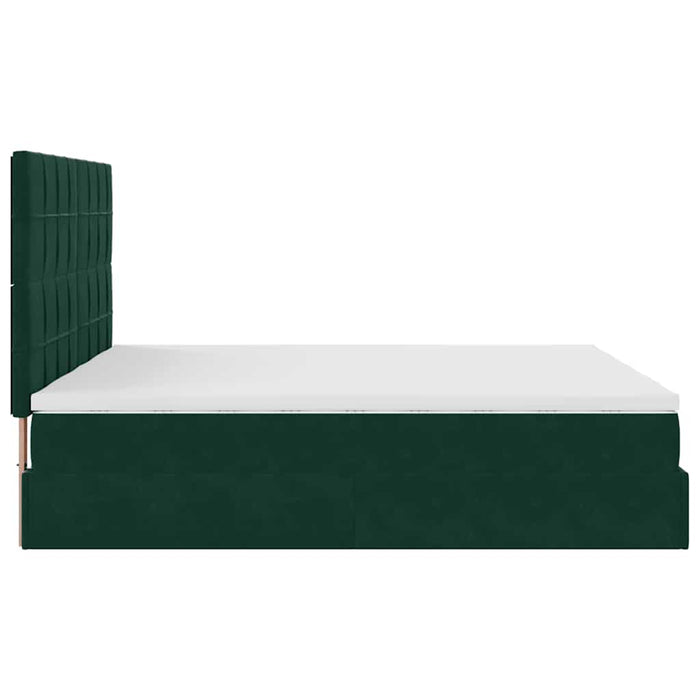 Cadru de pat otoman cu saltele Verde închis 160x200cm catifea - WALTI WALTI