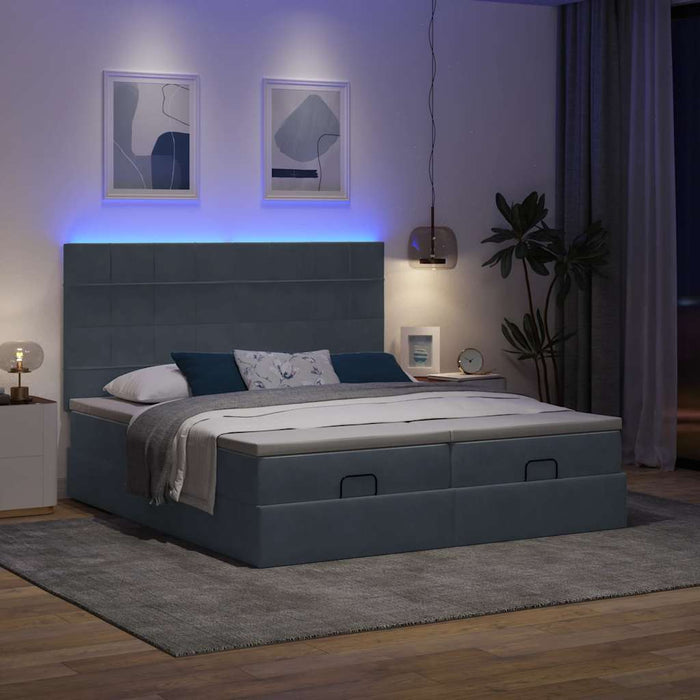 Cadru de pat otoman cu saltele Gri închis 180x200cm catifea - WALTI WALTI