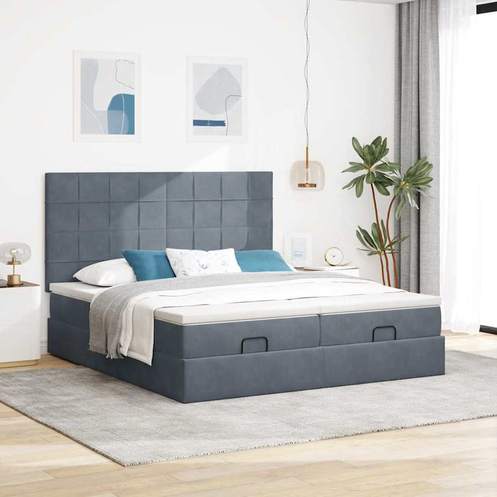 Cadru de pat otoman cu saltele Gri închis 180x200cm catifea - WALTI WALTI
