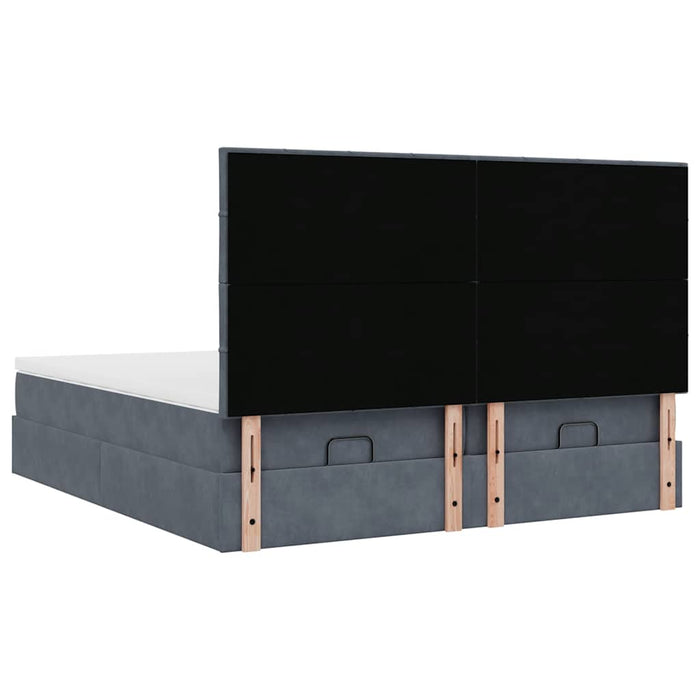 Cadru de pat otoman cu saltele Gri închis 180x200cm catifea - WALTI WALTI
