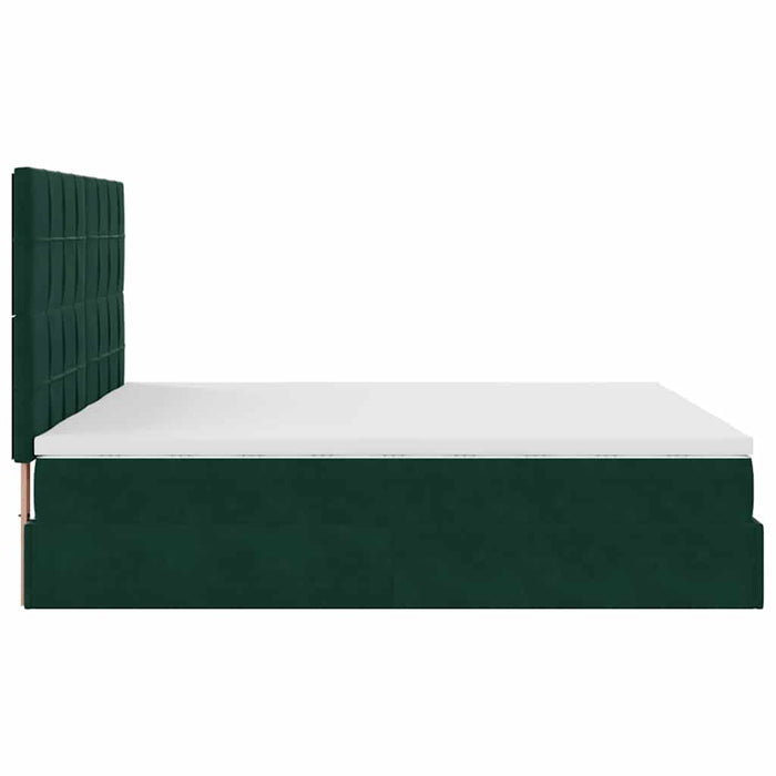 Cadru de pat otoman cu saltele Verde închis 200x200cm catifea - WALTI WALTI