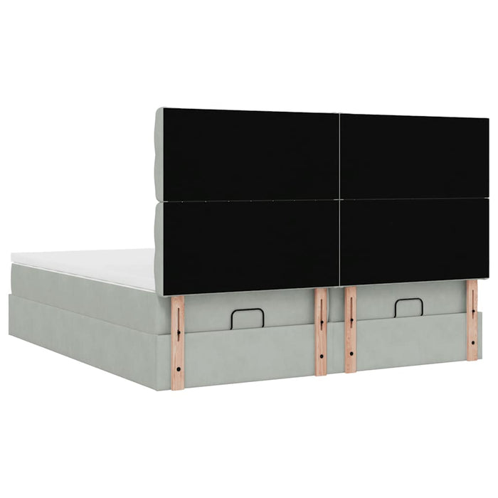 Cadru de pat otoman cu saltele Gri deschis 160x200cm catifea - WALTI WALTI
