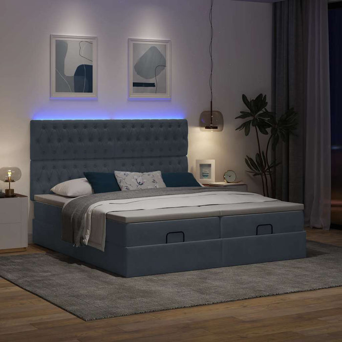 Cadru de pat otoman cu saltele Gri închis 160x200cm catifea - WALTI WALTI