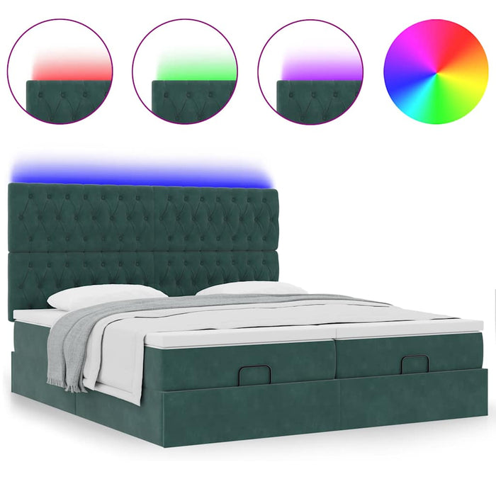 Cadru de pat otoman cu saltele Verde închis 160x200cm catifea - WALTI WALTI