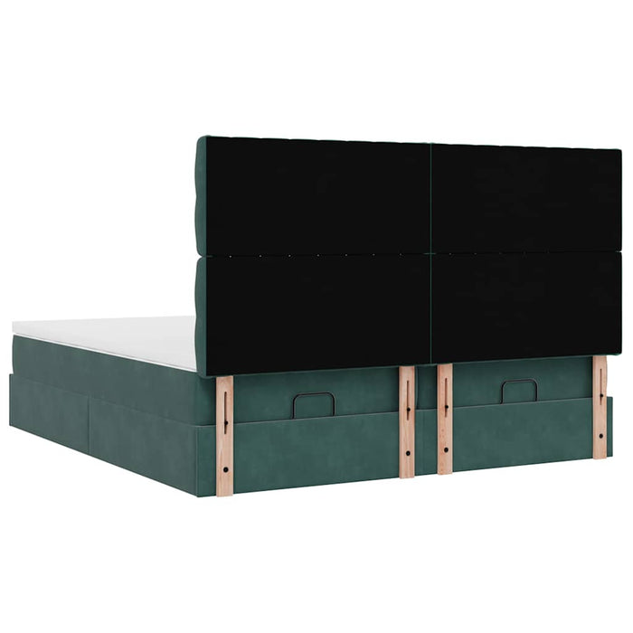 Cadru de pat otoman cu saltele Verde închis 160x200cm catifea - WALTI WALTI