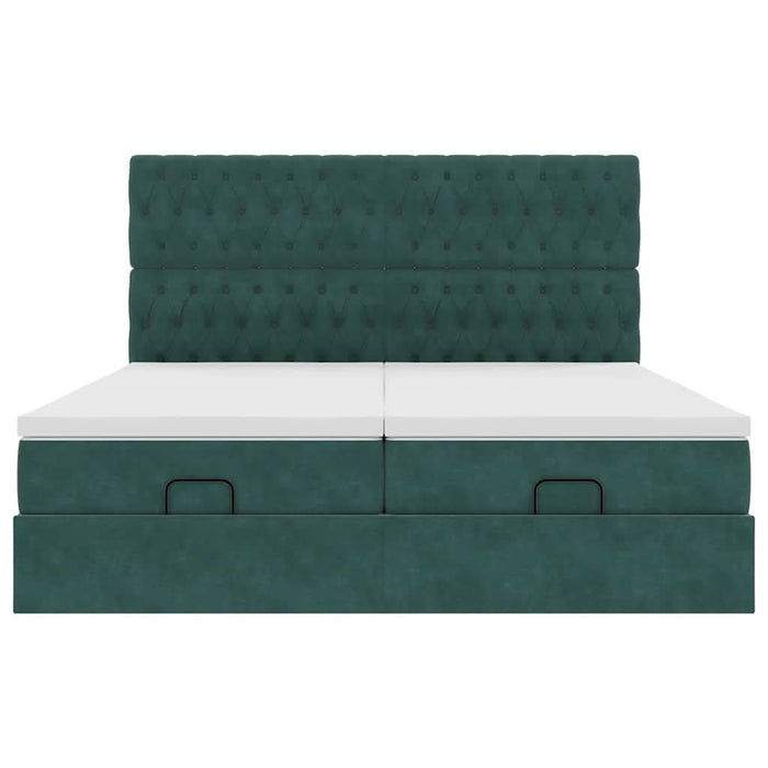 Cadru de pat otoman cu saltele, catifea verde închis 180x200cm - WALTI WALTI