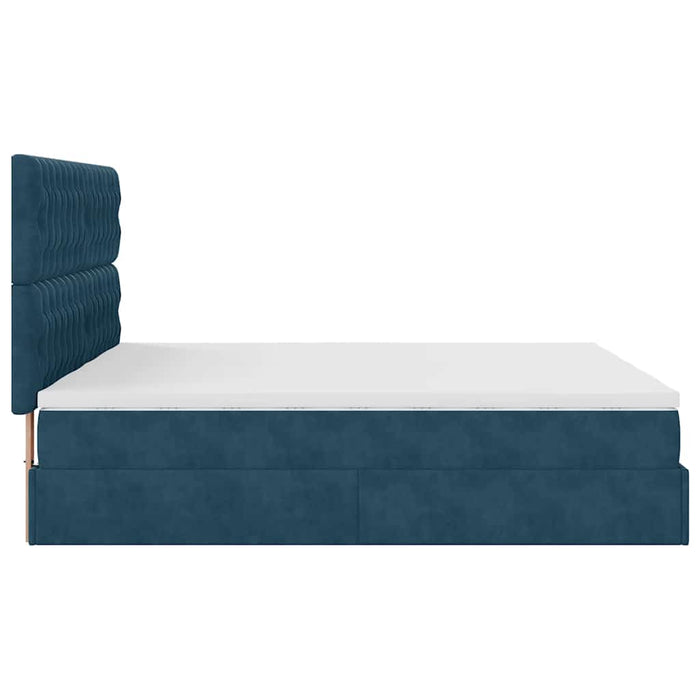 Cadru pat otoman cu saltele Albastru închis 180x200cm catifea WALTI