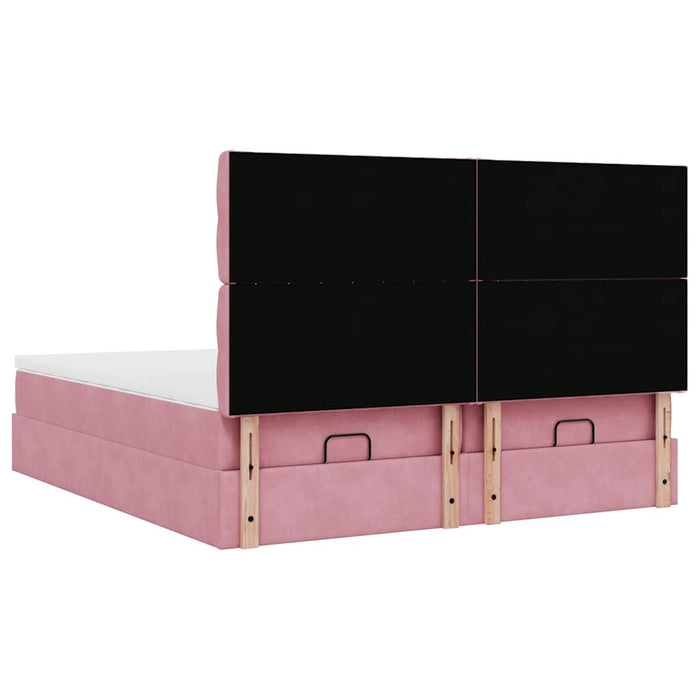 Cadru de pat otoman cu saltele Roz 180x200cm catifea - WALTI WALTI