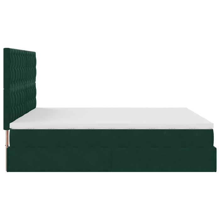 Cadru de pat otoman cu saltele Verde închis 160x200cm catifea - WALTI WALTI