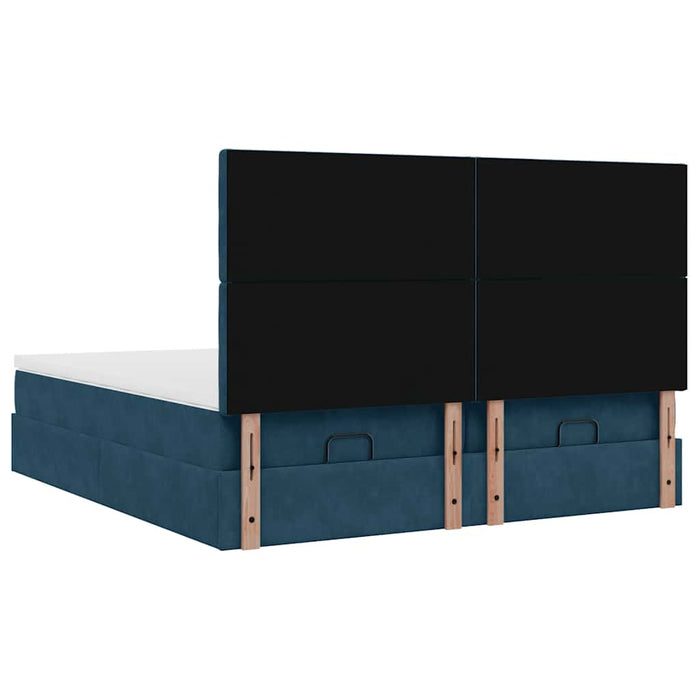 Cadru pat otoman cu saltele Albastru închis 160x200cm catifea - WALTI WALTI