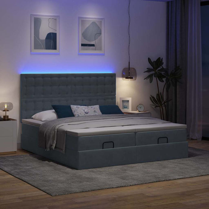Cadru de pat otoman cu saltele Gri închis 180x200cm catifea - WALTI WALTI