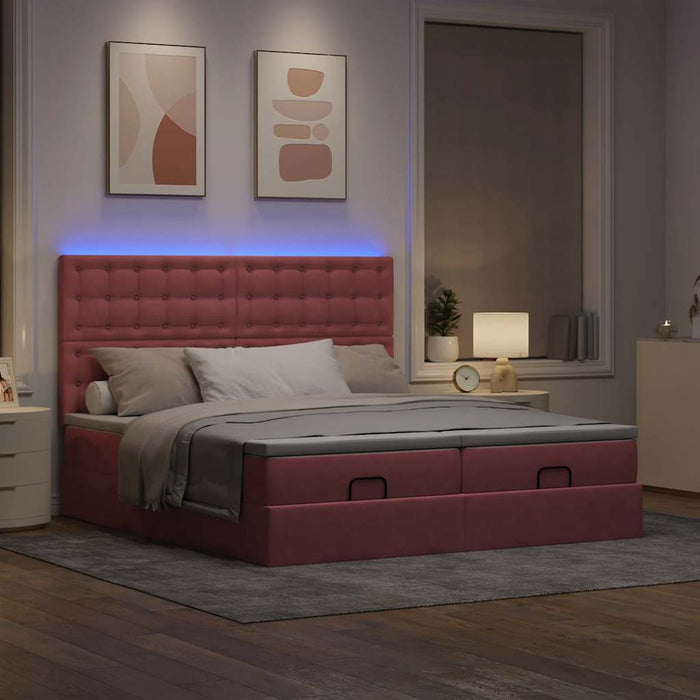 Cadru de pat otoman cu saltele Roz 180x200cm catifea - WALTI WALTI