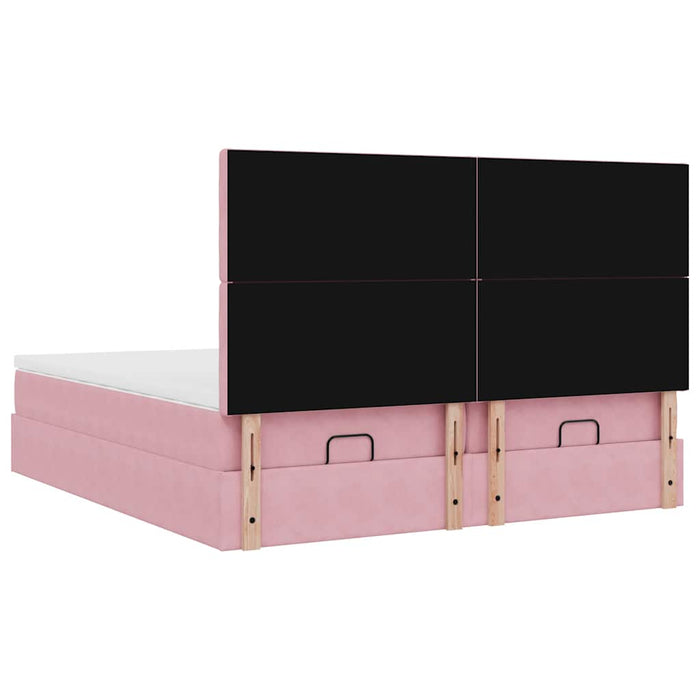 Cadru de pat otoman cu saltele Roz 180x200cm catifea - WALTI WALTI