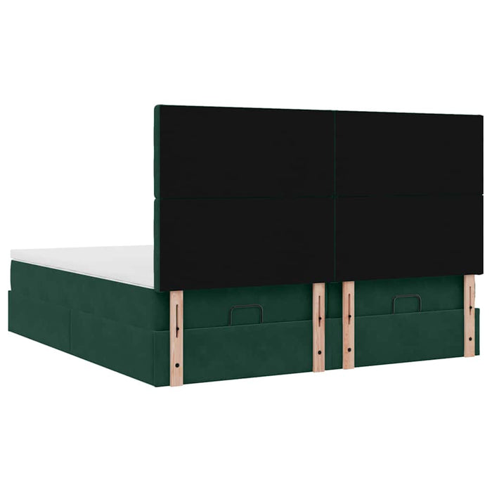 Cadru de pat otoman cu saltele Verde închis 200x200cm catifea - WALTI WALTI
