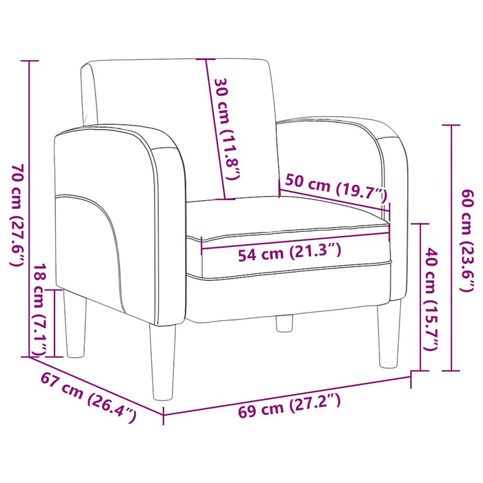 Canapea scaun cu cotiere negru 54 cm piele artificială - WALTI WALTI