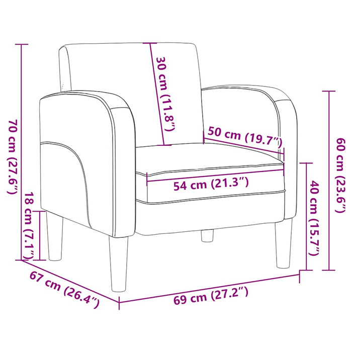 Canapea scaun cu cotiere crem 54 cm piele artificială - WALTI WALTI