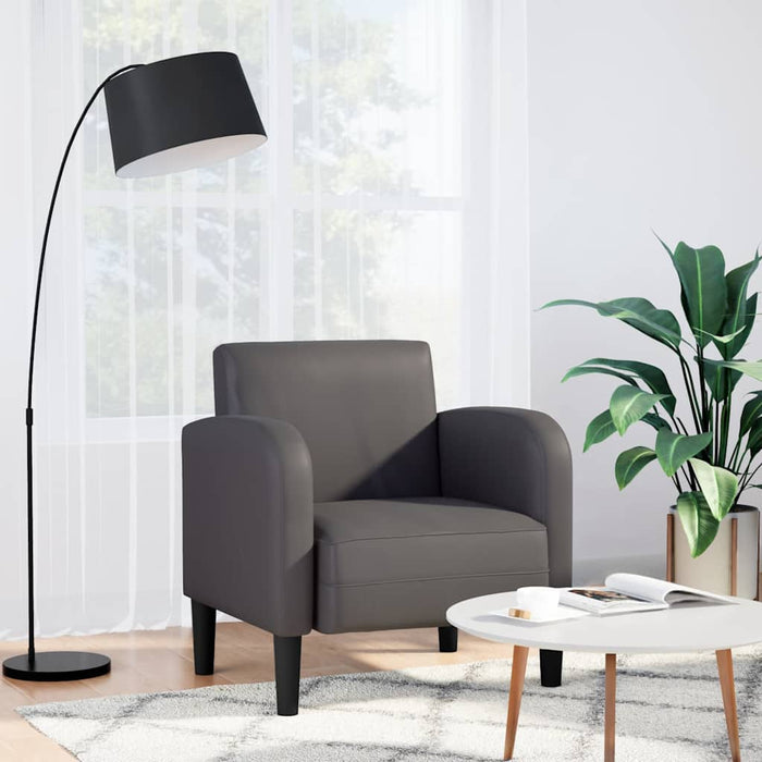 Canapea scaun cu cotiere gri 54 cm piele artificială - WALTI WALTI